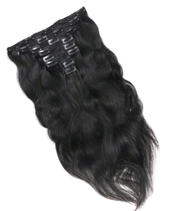 8Pcs Black Wavy One Set Clip In Extensions